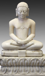 Jain Mahavira坐着，手势禅宗经文