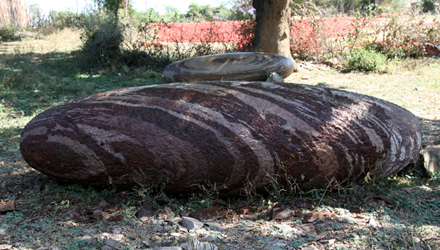 印度马德亚邦当地村庄地面上6英尺长的巨型林格姆