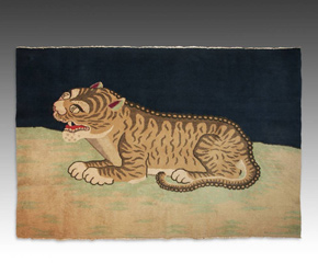 蒙古桩地毯与虎图案