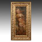 Colonial Religious Scene depicting Putti or Angels, Framed