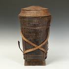Woven Carrier Basket with Lid and Shoulder Straps