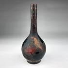 日本Totai“树皮”花瓶描绘了鸟类和花朵